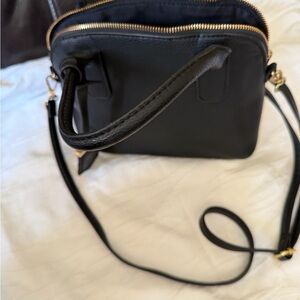 A New Day Classic Black Leather Crossbody Bag - Unbranded